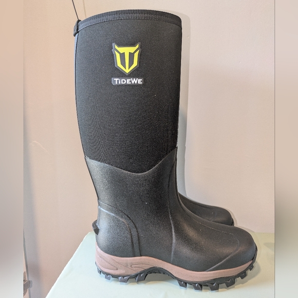 TideWe Rubber Neoprene Boots Men-8 Women-10 Waterproof Black Hunting - Picture 1 of 7